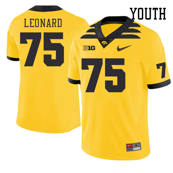 Youth #75 Cannon Leonard Iowa Hawkeyes College Football Jerseys Stitched Sale-Gold - Click Image to Close